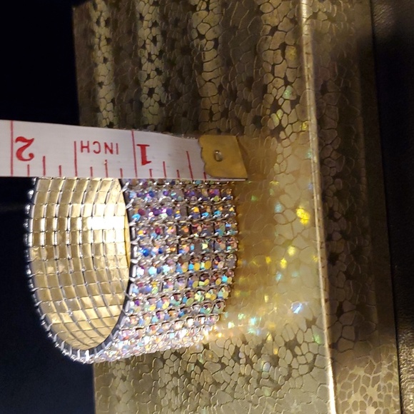 Wide Elastic Rhinestone Bracelet: Bridal Formal Special Occasion Competi… - Picture 3 of 3